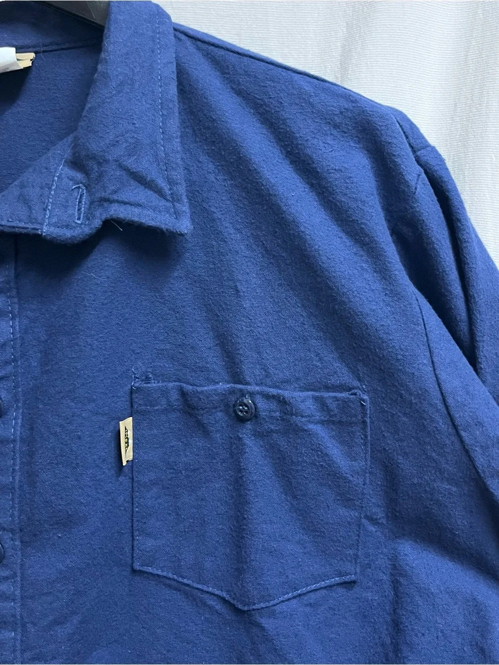Vintage Ideal Mens Cotton Chamois Button Down Shirt Navy USA XLarge Workwear - Picture 4 of 9